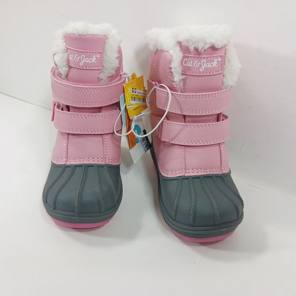 Cat & Jack Toddler Denver Pink Grey Waterproof Winter Snow Boots Size 8 NWT